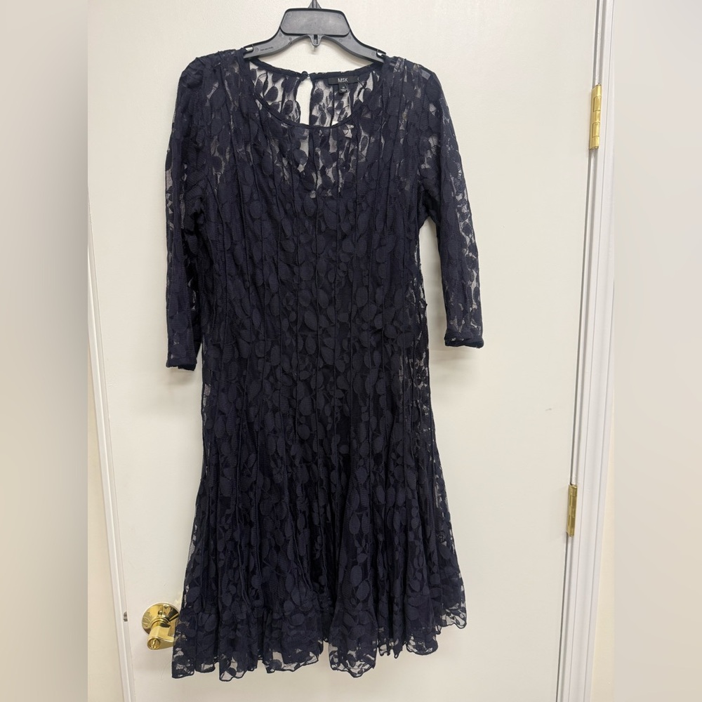 MSK Navy Lace Overlay Dress